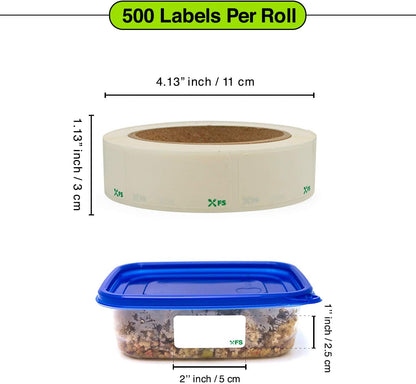 Food Labels Dissolvable by Food Safe - Leaves No Adhesive Residue Dissolves in Water in 30 Seconds Perfect for Reusable Containers - 500 Labels Per Roll