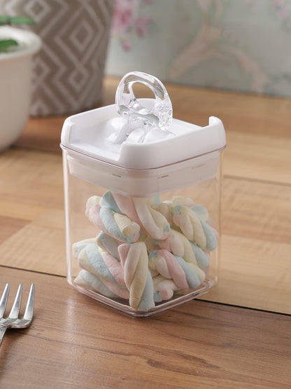 Felli®️ Flip-Tite Acrylic Airtight Food Storage Container With Flip Lid - 270ml | Leak Proof, BPA Free Plastic Container For Kitchen | Easy To Open Ring Handle | Stackable Multipurpose Jar Canister