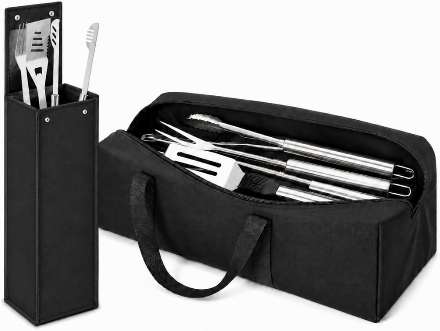 Amylove 2 Sizes Grill Utensil Storage BBQ Tool Bag 24.5" x 9.5" x 8" Large Capacity Grill Accessory Storage Waterproof Grilling Utensil Holder Outdoor BBQ Picnic Cooking Tools for Camp Barbecue