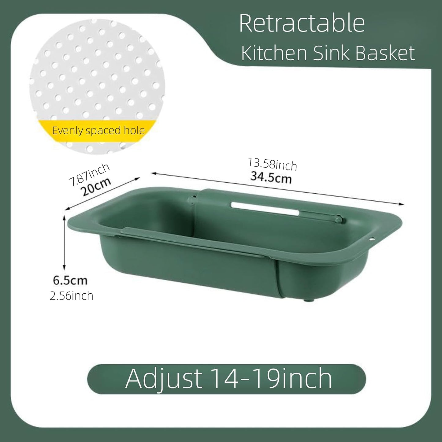 Extendable Over the Sink Colander Strainer Basket, Plastic Retractable Kitchen Sink Basket - Wash Vegetables, Fruits, Drain Pasta and Dry Dishes L (black XL)