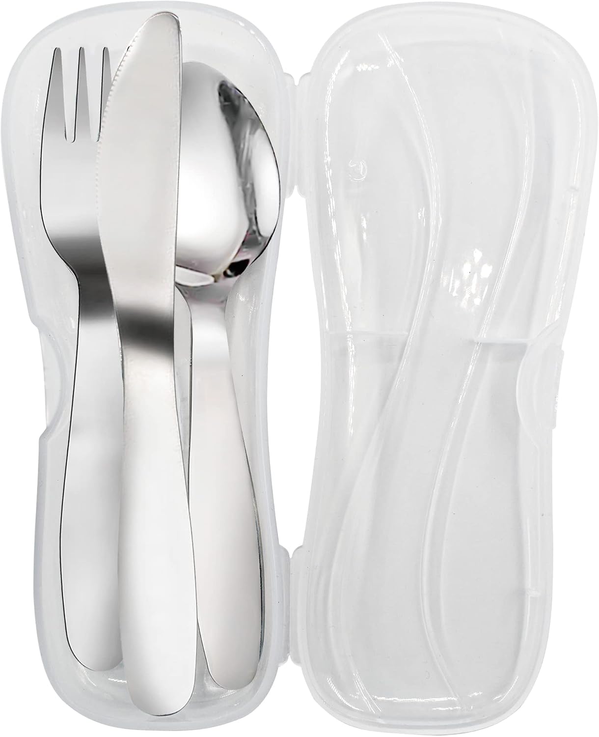 VANRA 2 Pieces Children Fork Spoon Set with Travel Case for Lunch Box, 18/8 Stainless Steel Kids Silverware Flatware Set Kids Utensil Set for School, 5.9in (Fork Spoon)