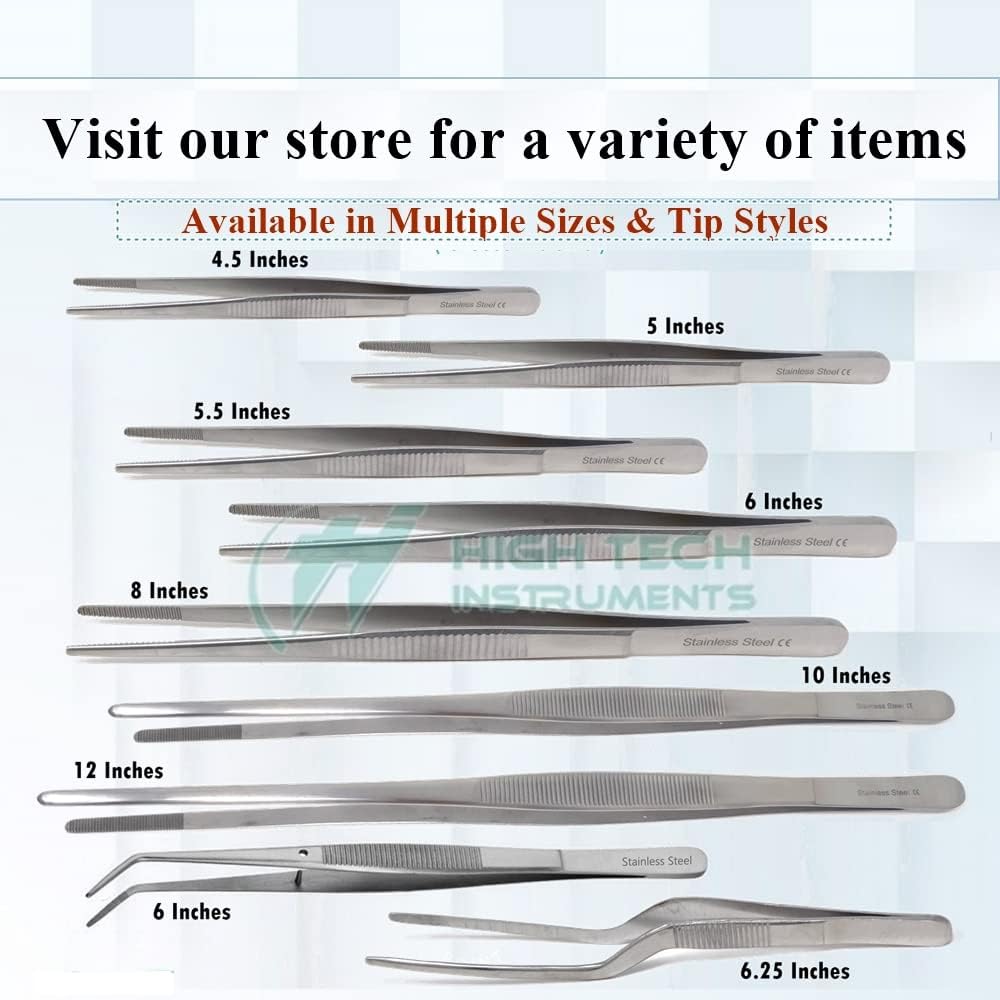 Food Plating Tweezers Culinary Kitchen Tongs Straight + Angled Tips 6" Long for Cookie Cake Decorating/Baking/Cooking Made of Stainless Steel with Fine Serrations Kitchen Utensils