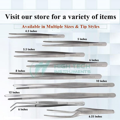 Food Plating Tweezers Culinary Kitchen Tongs Straight + Angled Tips 6" Long for Cookie Cake Decorating/Baking/Cooking Made of Stainless Steel with Fine Serrations Kitchen Utensils