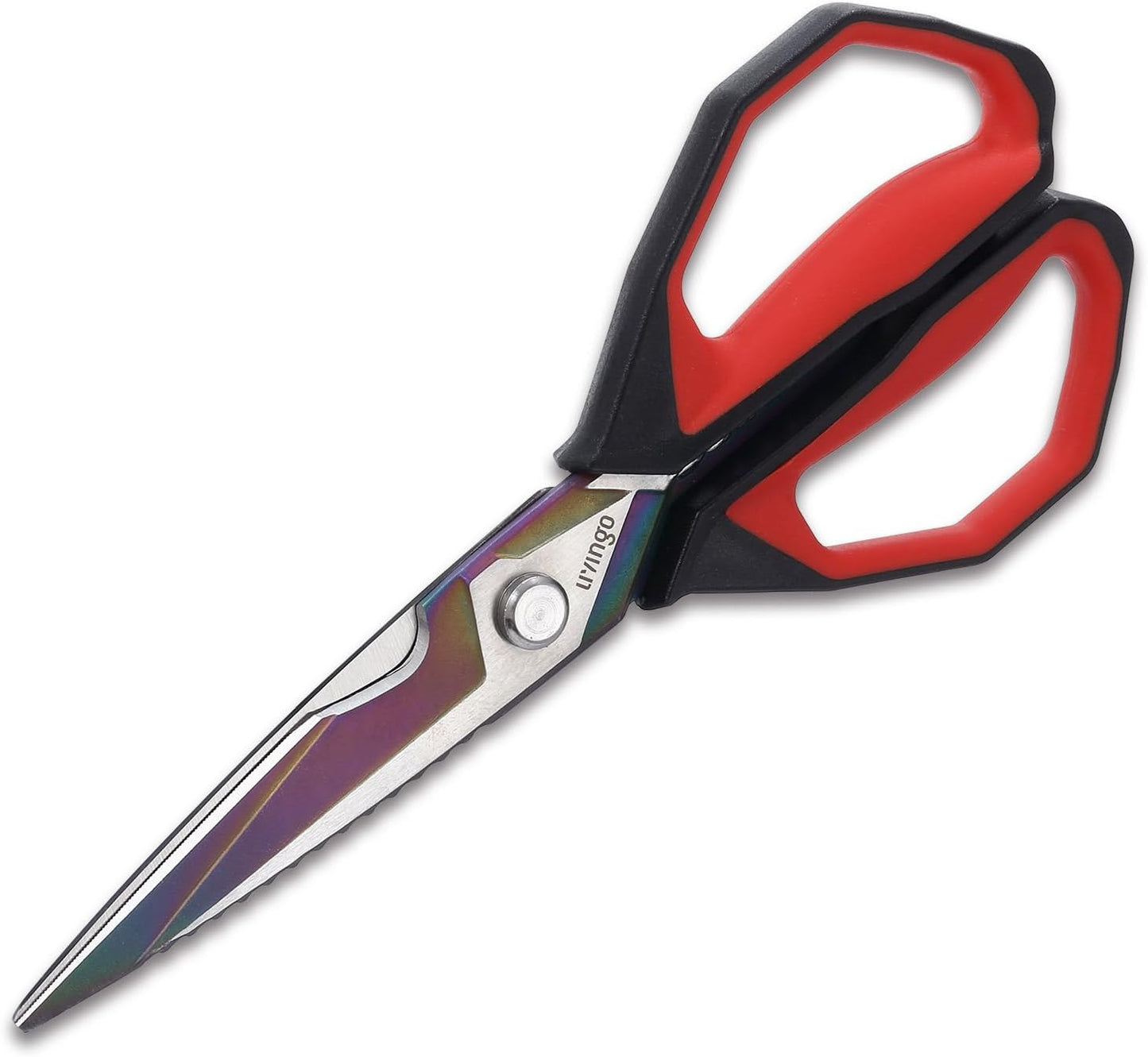 LIVINGO Heavy Duty Kitchen Shears - Titanium Coated Hot Forged Sharp Multipurpose Stainless Steel Utility Shears for Household Culinary Food Cutting Chicken Meat Cooking, Dishwasher Safe, 9.5 Inch