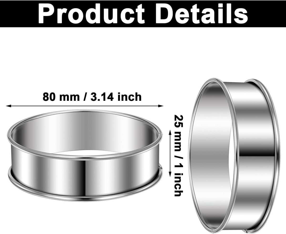 Boao 16 Pcs Cookie Rings for Baking English Muffin Ring Egg Mold, 3 Inch