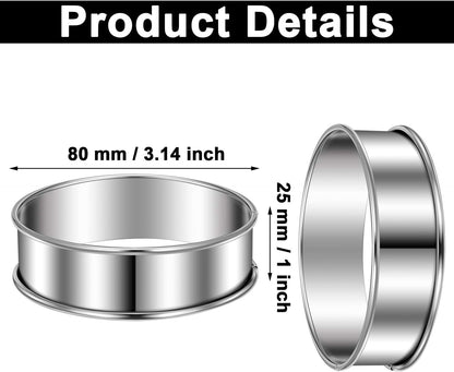 Boao 16 Pcs Cookie Rings for Baking English Muffin Ring Egg Mold, 3 Inch
