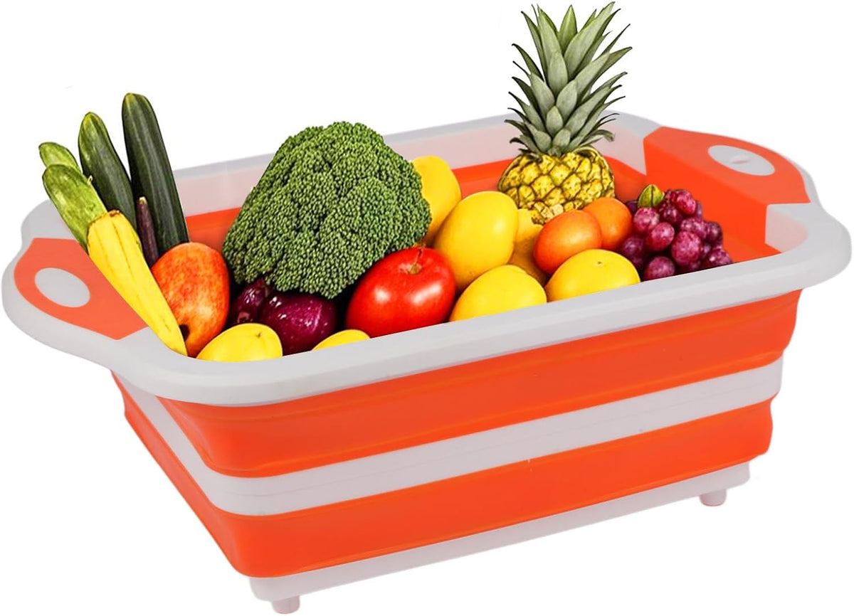 Collapsible BBQ Prep Tub/Cutting Board 10L, Orange