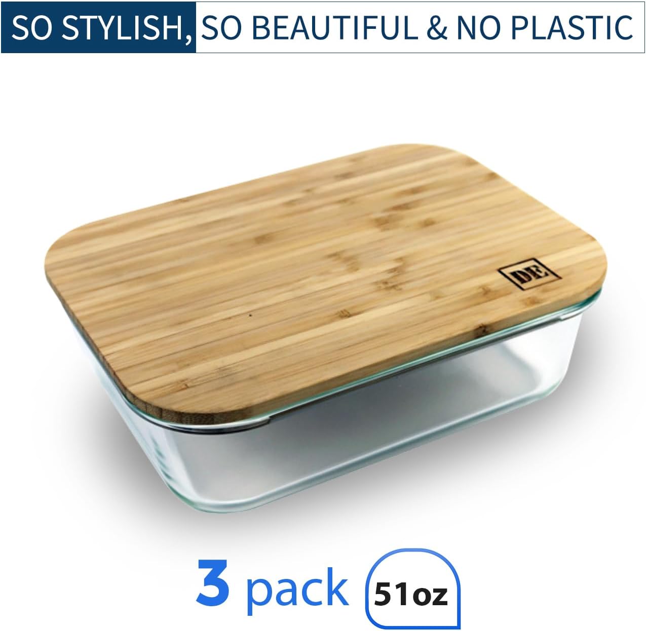 Glass Food Storage Containers with Bamboo Lids (4-Pack, 36oz) Airtight, Leakproof, BPA-Free Borosilicate Glass Meal Prep Containers – Eco-Friendly, Oven/Microwave/Freezer Safe-Plastic-Free & Reusable