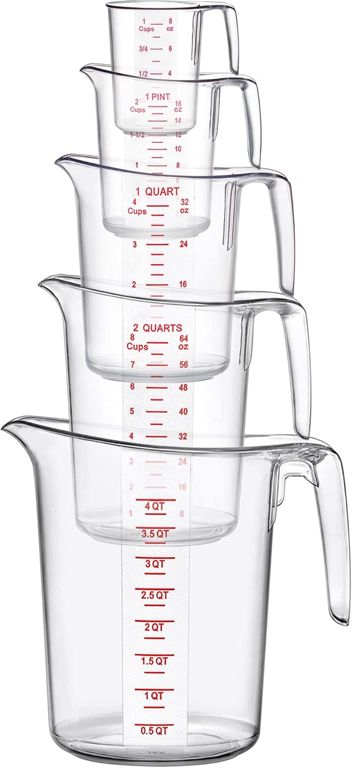 Amazing Abby - Melissa - Plastic Measuring Cups, Food-Grade Measuring Jugs, 1/2/4/8-Cup Capacity, Unbreakable, Stackable, Dishwasher-Safe, Great for Oil, Vinegar, Flour, and More