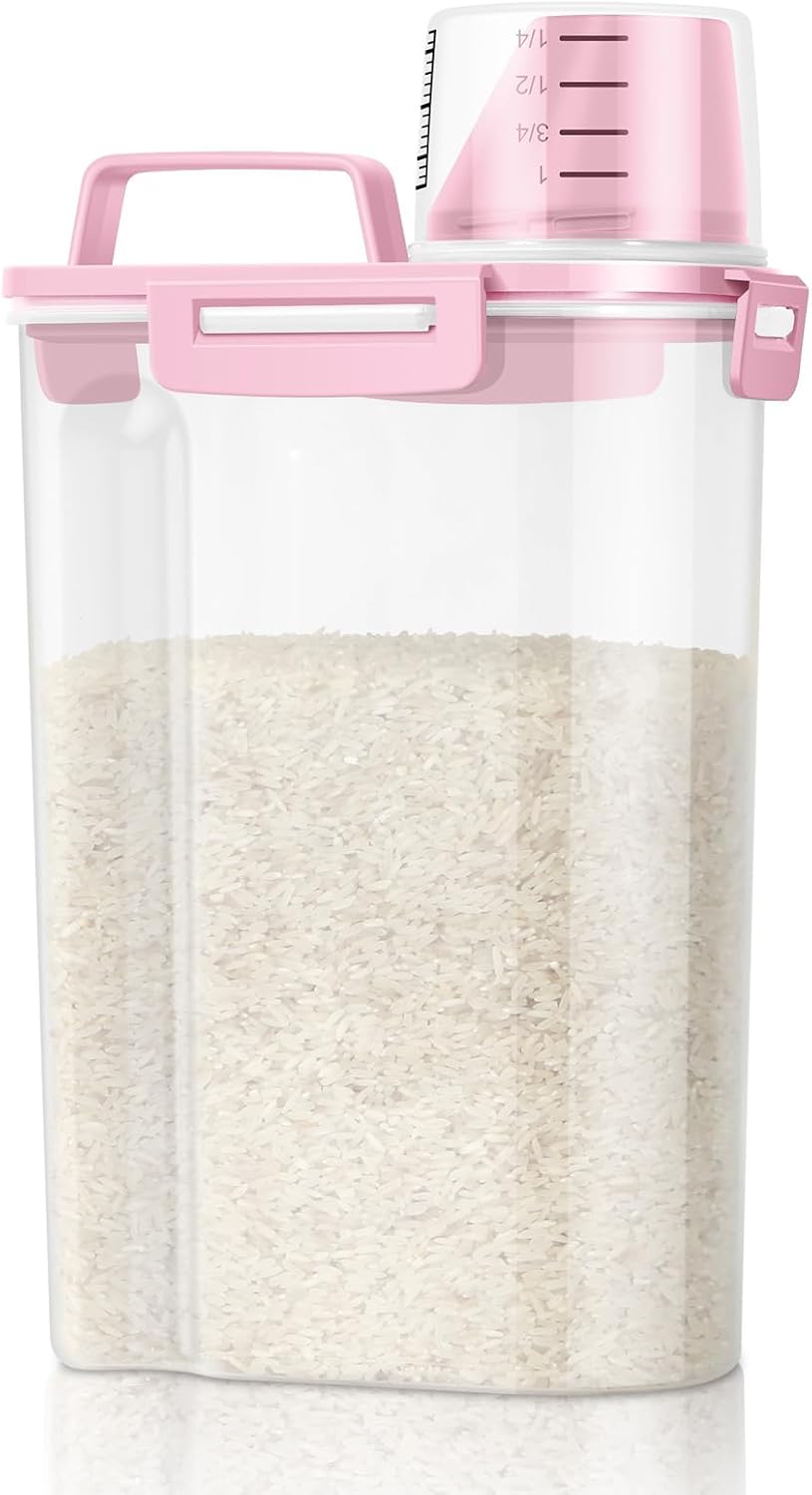 TBMax Rice Container 10 Lbs, Cereal Container Oatmeal Storage, Airtight Food Dispenser with Easy-pouring Spout & Handy Cup for Flour Grain Beans, Pet Dog Cat Bird Food Storage Container