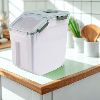 Rice Storage Container 25 lbs, 2 Packs Large Flour Storage Containers with Seal Locking Lid & Wheels, BPA Free Rice Dispenser, Measuring Cup | Scoop, for Sugar Cereal Dry Food, Dog Pet Food Bin -Green