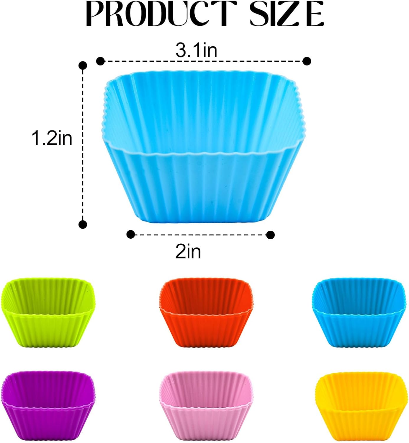 12 Pack Reusable Baking Silicone Molds, Round Cupcake Liners, Silicone Baking Cups Multicolor, Easy Clean, Heat Resistant, Muffin Cups for Homemade Birthday