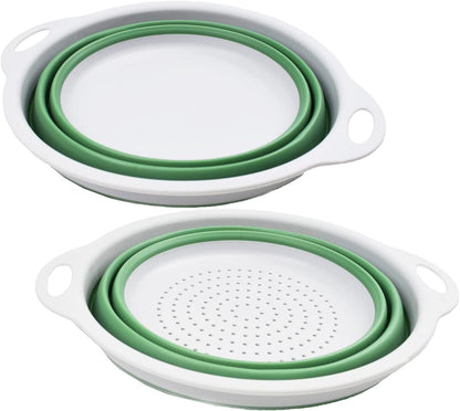 SAMMART 2.6L (0.68 gallons) Collapsible TPE/PP Colander & Bowl Set. Foldable Washing Basin - Portable Dish Washing Tub - Space Saving Colander