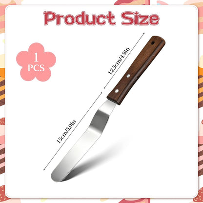 Angled Icing Spatula, 6" Blade Stainless Steel Offset Spatula Small Cake Knife Frosting Spatulas with Wooden Handle Professional Cake Scraper for Cakes Decorating Pastry & Baking