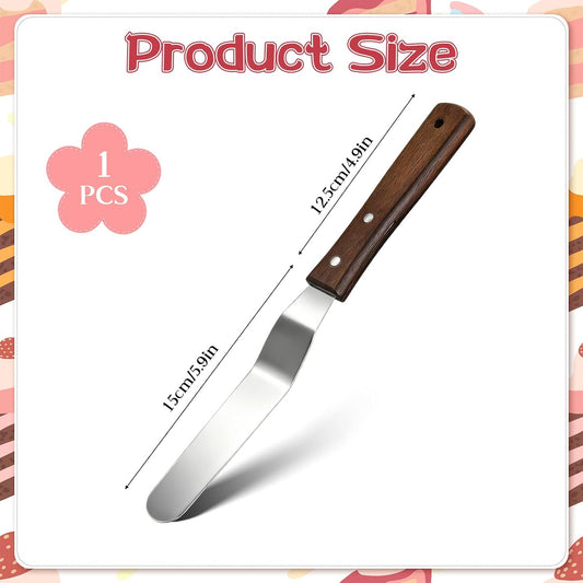 Angled Icing Spatula, 6" Blade Stainless Steel Offset Spatula Small Cake Knife Frosting Spatulas with Wooden Handle Professional Cake Scraper for Cakes Decorating Pastry & Baking