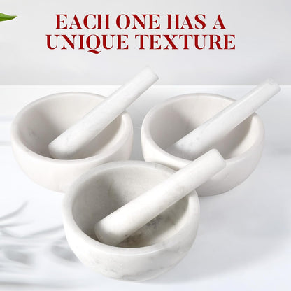 Koville Luxury Marble Mortar and Pestle Set, 7"-4cups Grinder Bowl for Guacamole, Salsa, Pill Crusher, Spice, Herb, Garlic, Nut, Heavy Duty Grinder for Kitchen