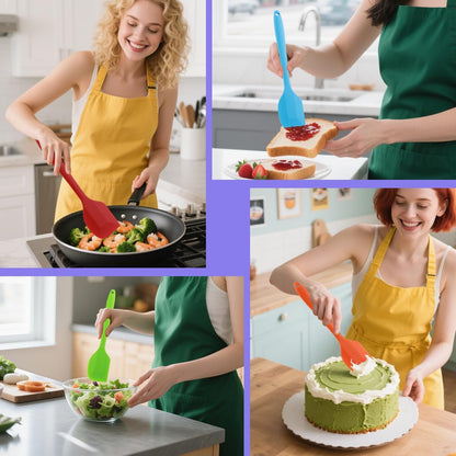 4 Pcs Silicone Spatula Set, 11inch Food Grade Rubber Spatulas, Upgrade Strong Handle with Ergonomic Grip, Heat Resistant Up to 450°F for Nonstick Cookware, Cooking, BPA Free, Dishwasher Safe
