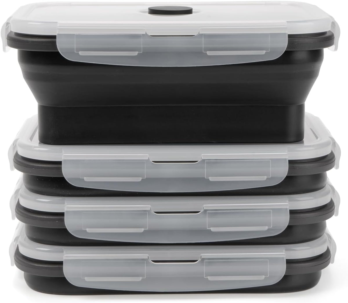 Collapsible Silicone Food Storage Containers Set with Lid & Air Vent,Foldable Lunch Containers(4PCS,Blue,27oz)
