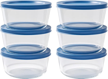 6-Piece Glass Food Storage Containers Set (3 Containers + 3 BPA-Free Lids) | 2-Cup, Leakproof | Microwave, Freezer, Oven & Dishwasher Safe | Ideal for Meal Prep & Pantry Organization, Pistachio