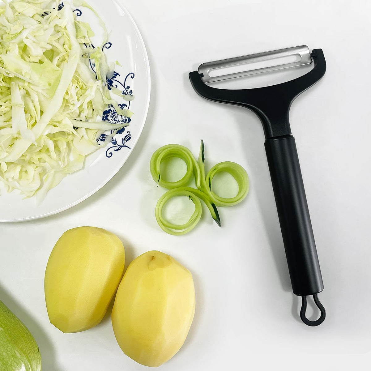 LHS Cabbage Peeler for Kitchen, Wide Mouth Vegetable Peeler, Stainless Steel Fruit Shredder Slicer with Non-Slip Handle and Sharp Blade