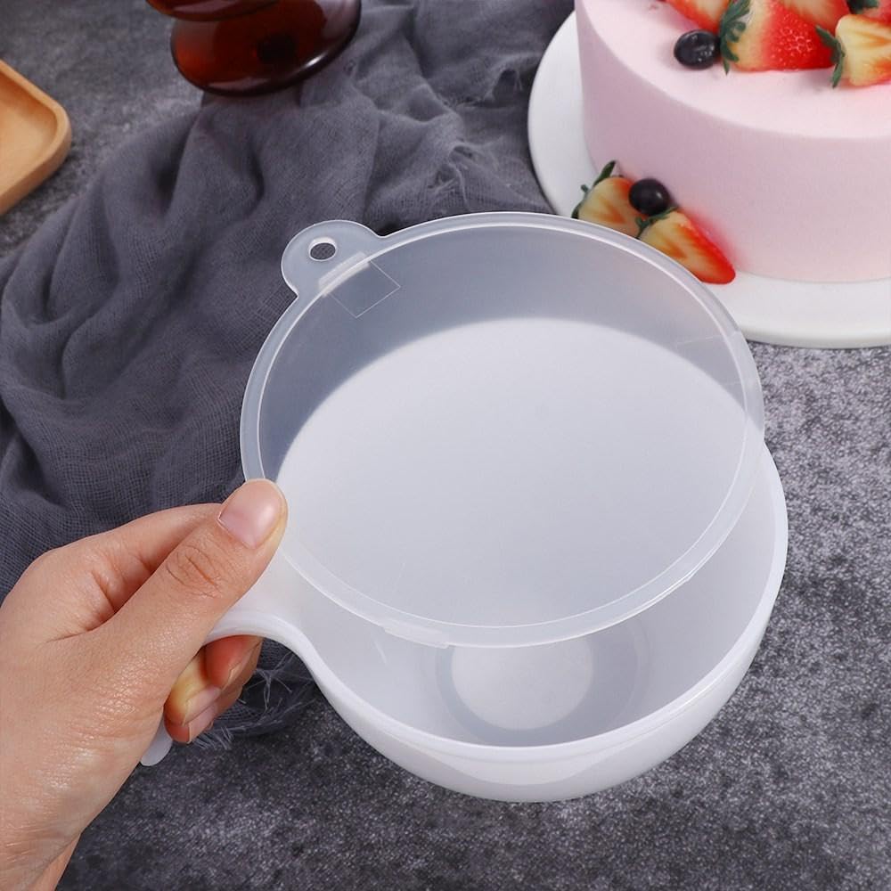 Pokinge Classic Plastic Mixing Bowls with Handle And Lid, Cream Coloring Mixing Bowl Icing Mixing Circular Distribution Bowl Baking Tool
