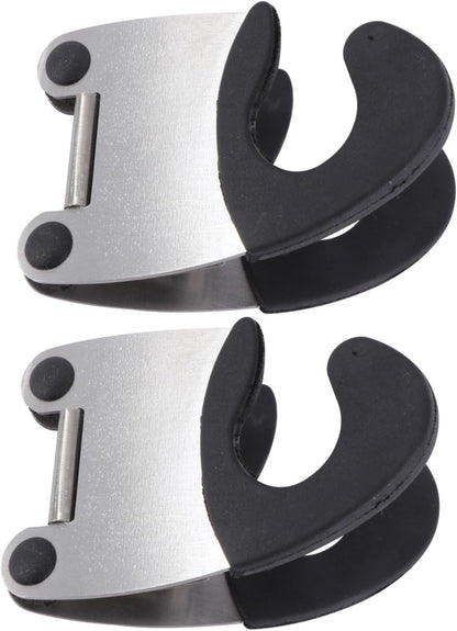 Pot Clip Holder, 2Pcs Spoon Holder for Pot Clip, Stainless Steel Utensil Pot Clip Spoon Rest Pot Fixed Clamp for Kitchen Cooking Accessories (Black)