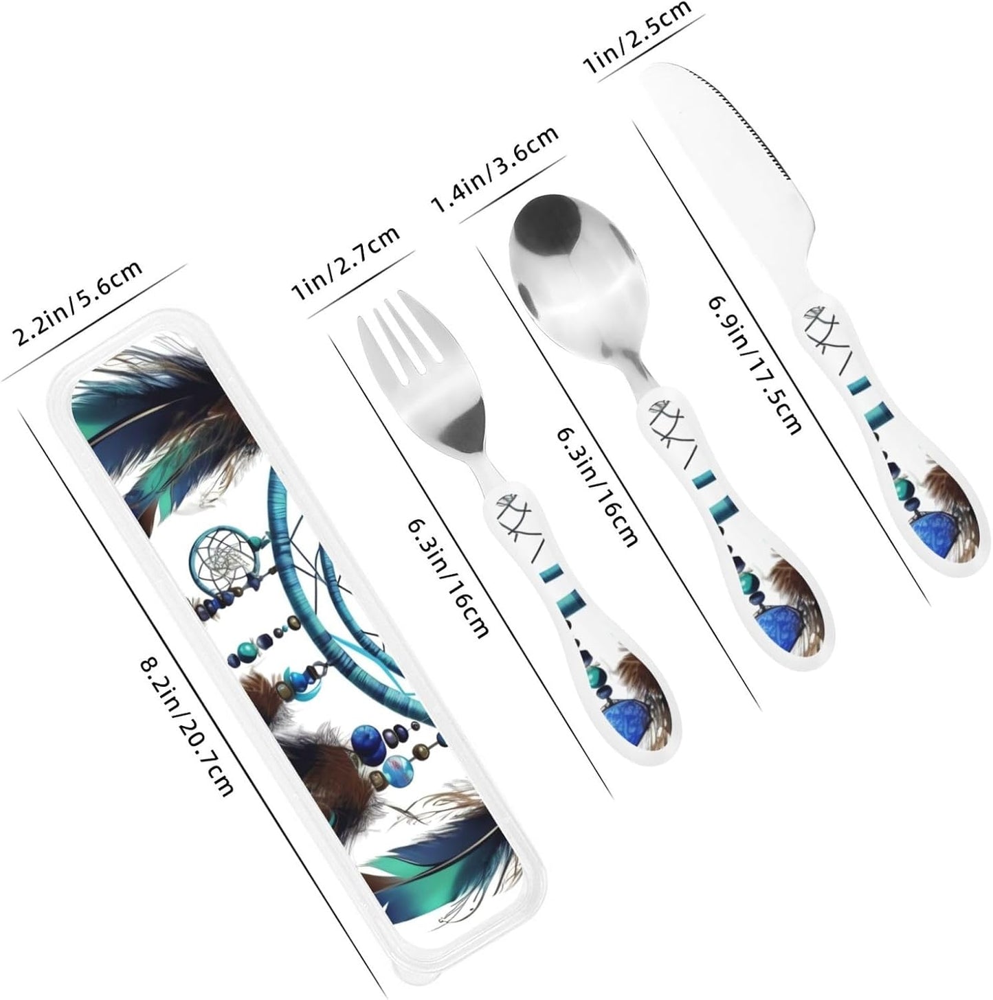 3-Piece Kids Silverware Set With Storage Case, Stainless Steel Reusable Children Safe Knife Spoon Fork Set Black White Stripes Red Rose Flowers Children Flatware Set For Kids Lunch Box