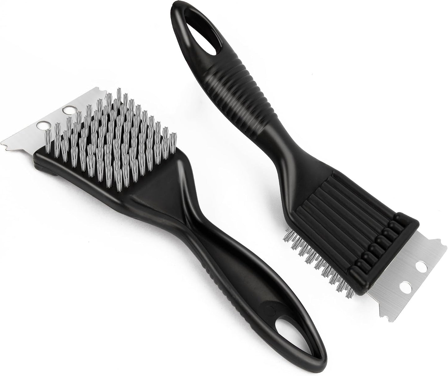 Grill Brush with Scraper Set 2 PCS Stainless Steel Wire Brush with Spatula and Bristle Free Steam Cleaner for BBQ Grill Cleaning Barbeque Grill Brushes