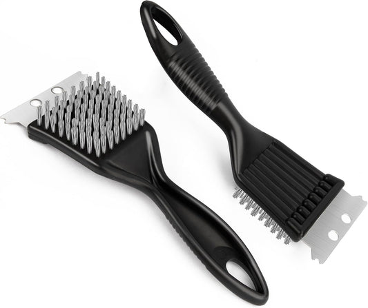 Grill Brush with Scraper Set 2 PCS Stainless Steel Wire Brush with Spatula and Bristle Free Steam Cleaner for BBQ Grill Cleaning Barbeque Grill Brushes