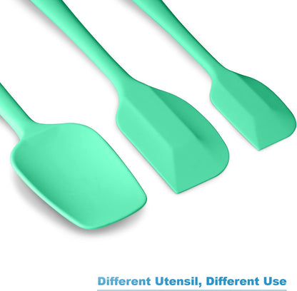 Silicone Spatula 3-piece Set, Ergonomic Handle High Heat-Resistant Spatulas, Non-stick Rubber Spatulas with Stainless Steel Core, Black