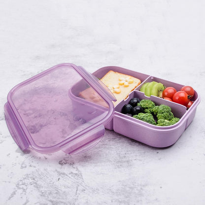 Itopor Classic Wheat Straw Bento Box, Leak-Proof 3-Compartment Lunch Box for Adults & Older Kids, BPA-Free Meal Prep Food Container with Fork, Microwave & Dishwasher Safe, 5.5 Cup, Sage Green