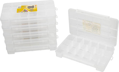 Akro-Mils 05705 Plastic Portable Parts Storage Case for Hardware and Crafts with Hinged Lid and 4 Adjustable Dividers, (8-3/8-Inch x 5-Inch x 1-5/8-Inch), Small, Clear