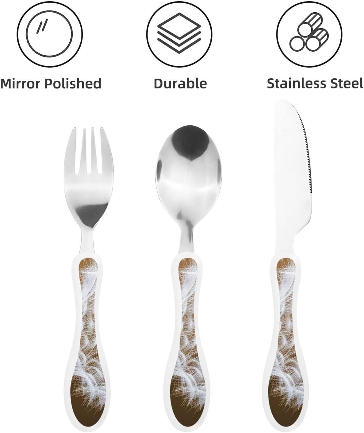 3-Piece Kids Silverware Set With Storage Case, Stainless Steel Reusable Children Safe Knife Spoon Fork Set Blue Eyed Dog Children Flatware Set For Kids Lunch Box