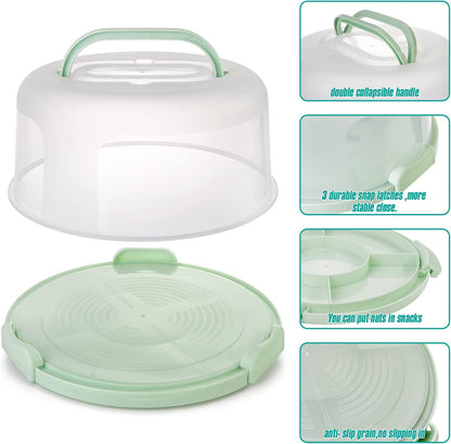 Zoofen Cake Carrier with Handle 10in Cake Stand Holder Round Container for 10in or Less Size(Purple)