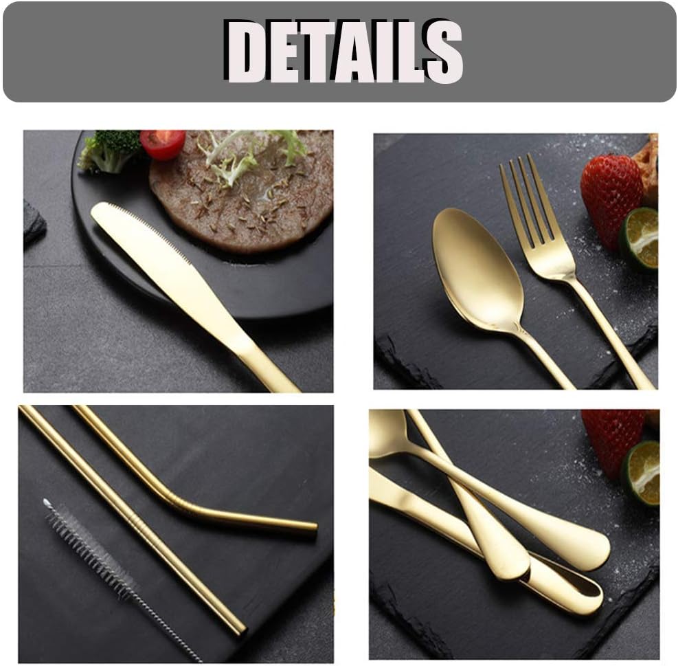 Travel Utensils Set with Case Reusable Stainless Steel Silverware Flatware Set 9 Pcs Portable Cutlery Eating Utensils Set for Lunch Boxes Workplace Camping School, Dishwasher Safe (Multi)