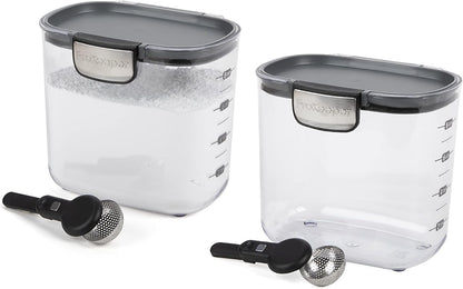 Progressive International ProKeeper+ Clear Plastic Airtight Food Baker's Kitchen Storage Organization Container Canister Set with Magnetic Accessories, 2- Piece Set (Flour 4-Quart)