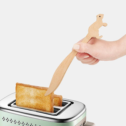 Toast Tongs Wooden, Mini Wooden Food Tongs with Ergonomic Curved Handle, Heat-Resistant Serving Tongs for Bread, Fruit, Cheese and Appetizers
