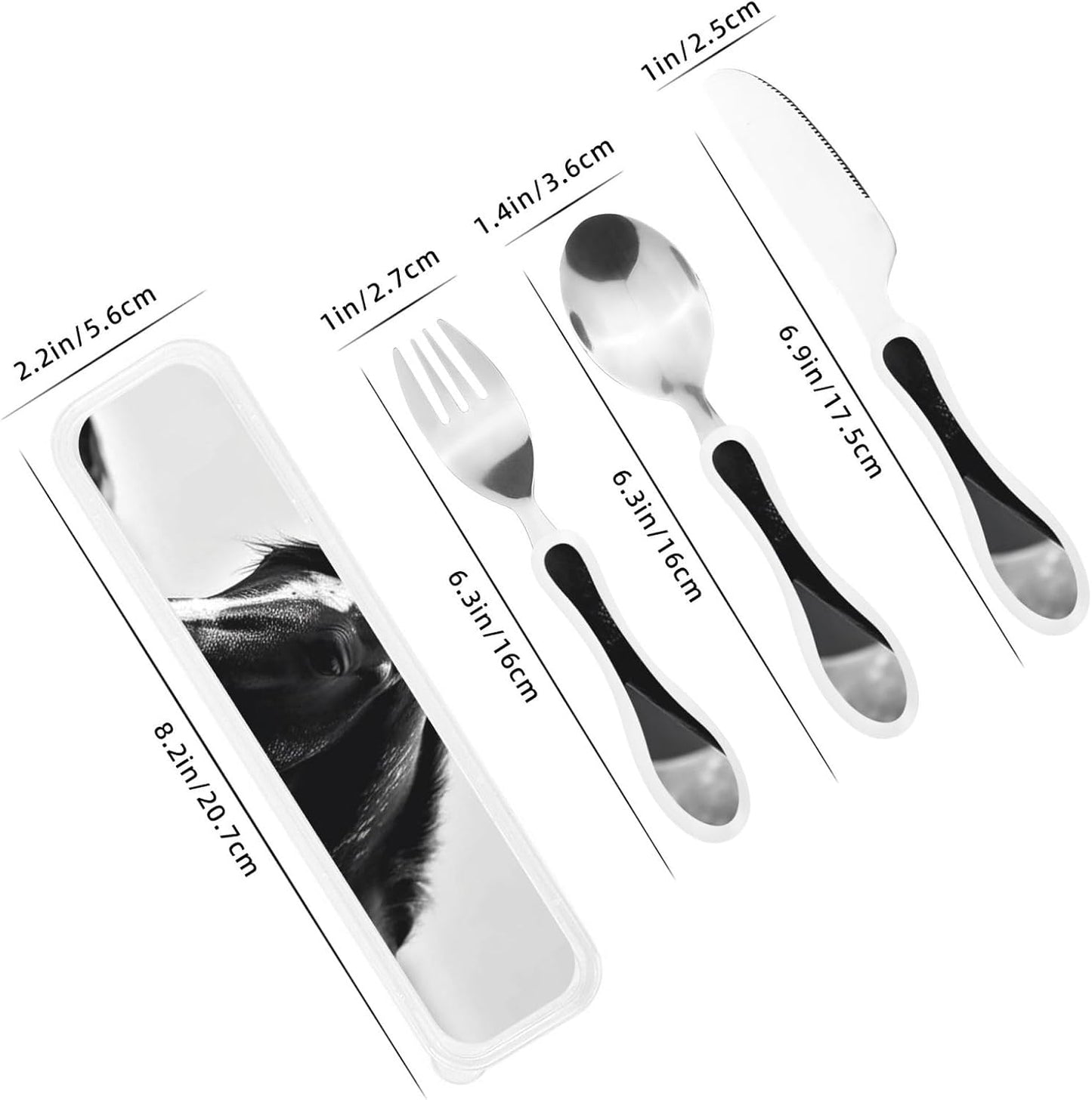 3-Piece Kids Silverware Set With Storage Case, Stainless Steel Reusable Children Safe Knife Spoon Fork Set Blue Eyed Dog Children Flatware Set For Kids Lunch Box