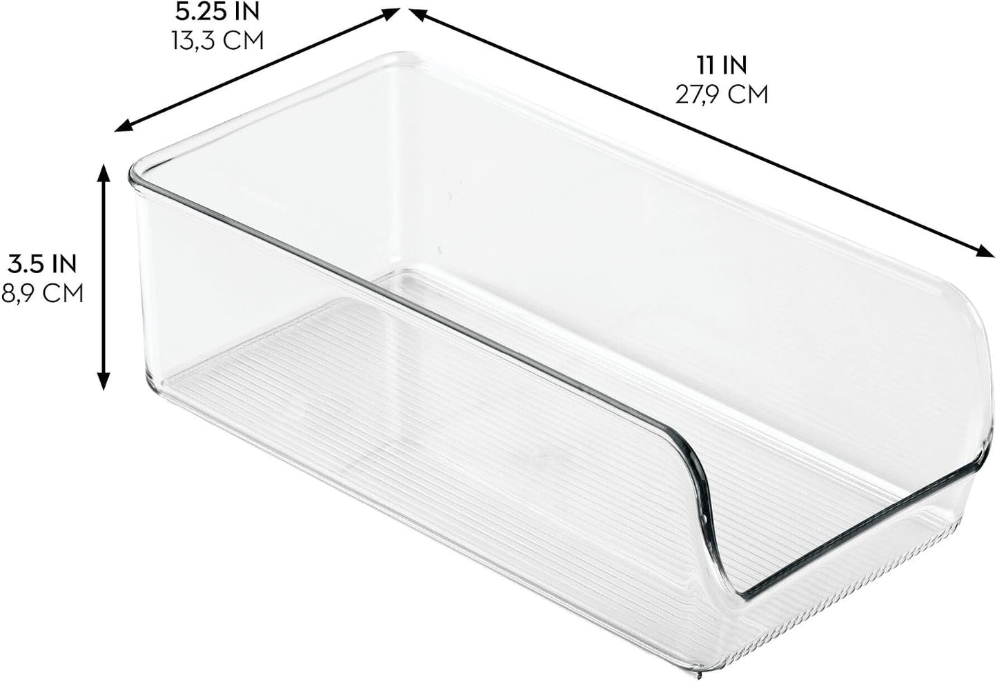 iDesign Recycled Plastic Freezer and Refrigerator Organizer Bin, Set of 2, The Linus Collection – 5.25" x 11" x 3.5", Clear