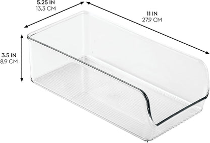 iDesign Recycled Plastic Freezer and Refrigerator Organizer Bin, Set of 2, The Linus Collection – 5.25" x 11" x 3.5", Clear