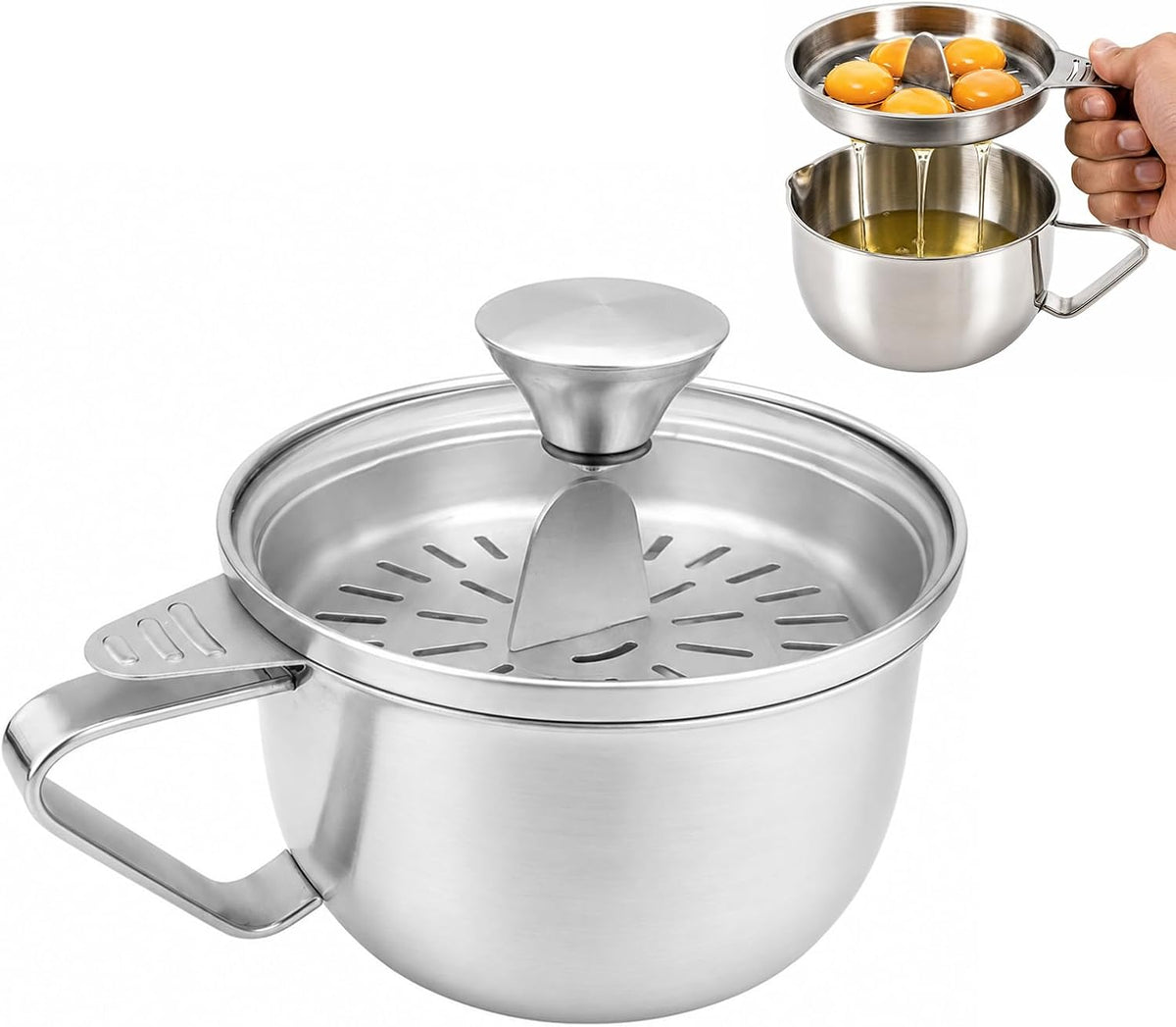 Egg Yolk Separator with Bowl and Lid, 17 oz / 500 ml Bowl, 5-Egg Capacity