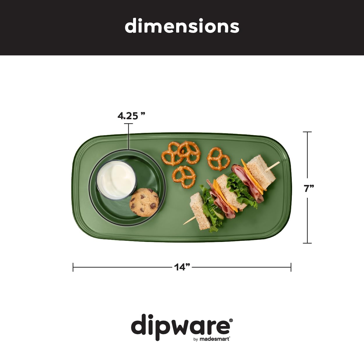 madesmart dipware Small Serving Plate, Stackable & Removable Dip Bowl for Salsa, Queso, Salad, Olives, Dishwasher & Microwave Safe, Multipurpose Plate & Bowl, Blue