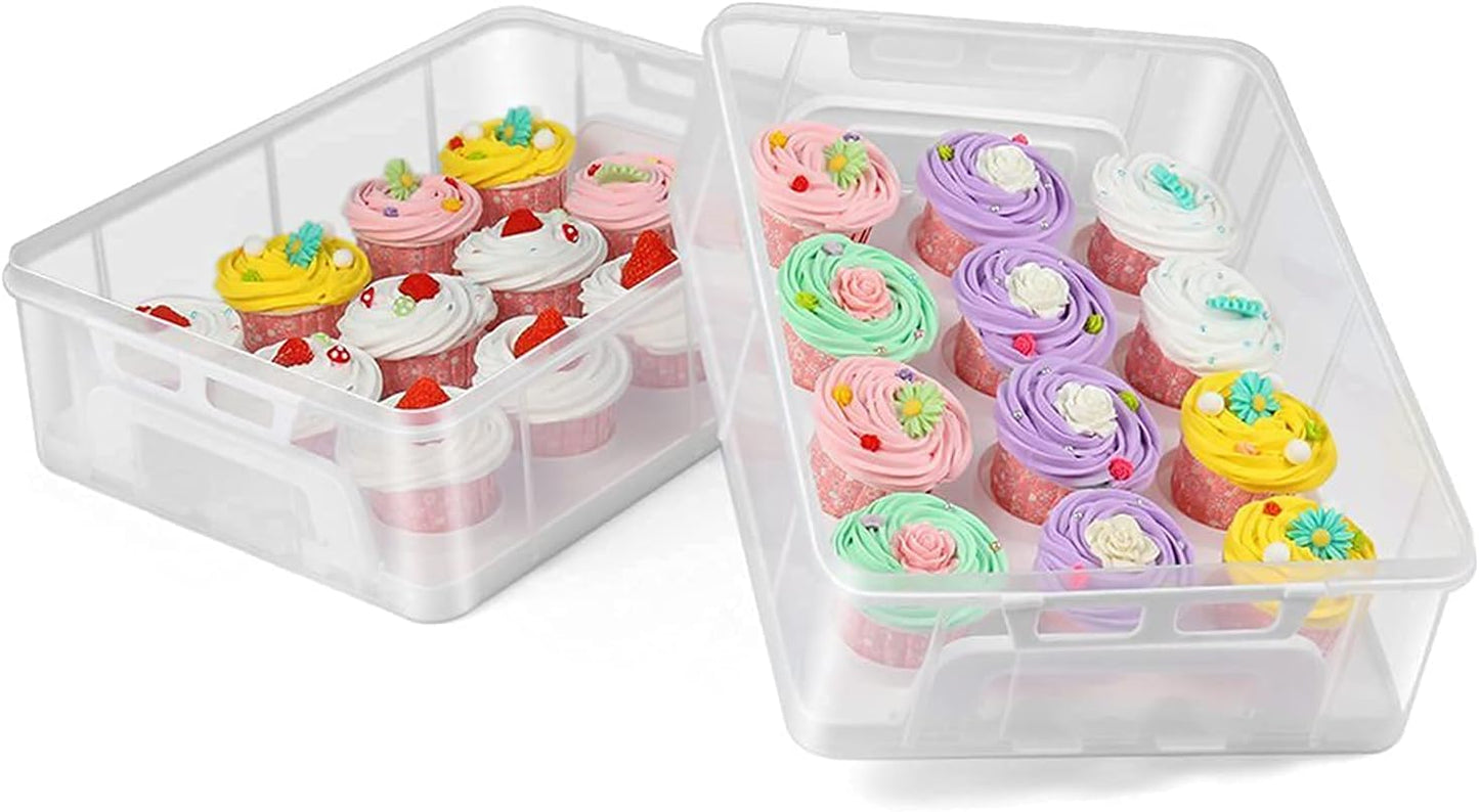 3 Tier Cupcake Carrier with Lid,Holds 36 Cupcakes or 3 Large Cakes Food Transporter Container with 3 Tier Stackable Layer Insert