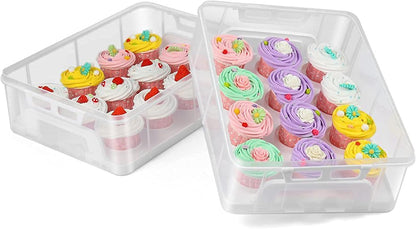 3 Tier Cupcake Carrier with Lid,Holds 36 Cupcakes or 3 Large Cakes Food Transporter Container with 3 Tier Stackable Layer Insert