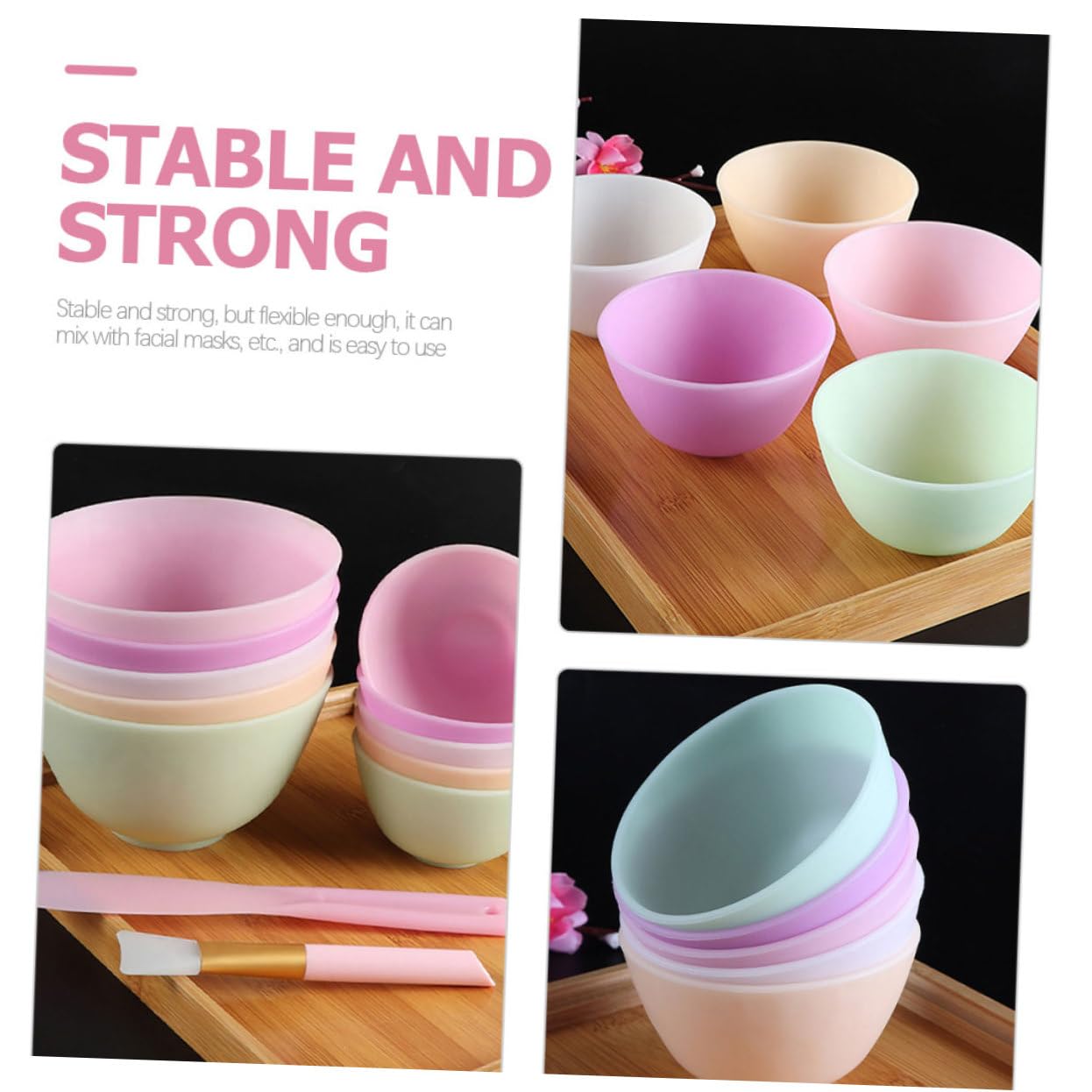 Didiseaon Silicone Mask Mixing Bowl Set 5pcs Facial Mask Mixing Bowl Spa Supplies Non-slip Easy to Clean