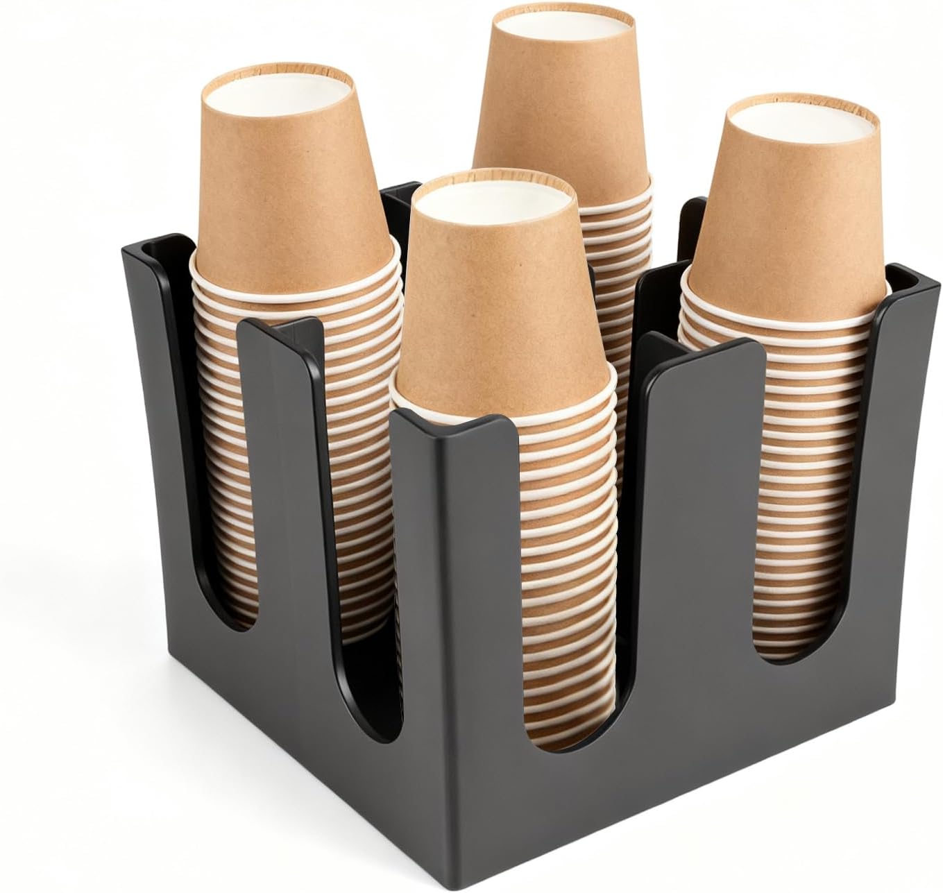 Commercial Cup and Lid Holder with Straw Organizer,Disposable Coffee Cup Condiment Dispenser for Countertop Org, Coffee Bar, Beverage Cup, Kitchen, Breakroom (11 Compartment Upright)