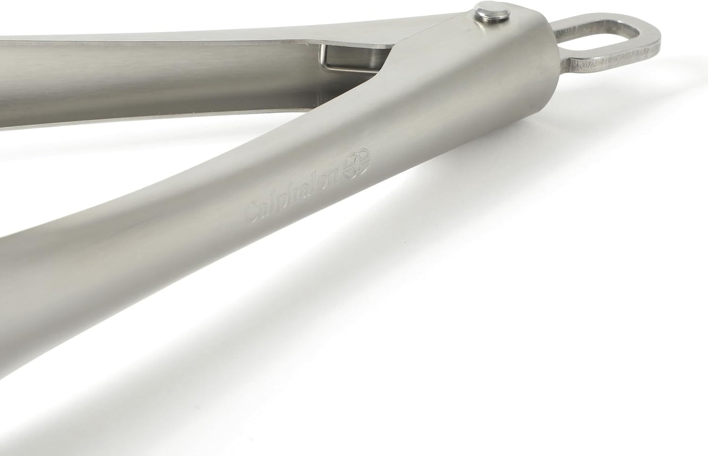 Calphalon Edge Tongs Set, 2-Piece Stainless Steel Kitchen Tongs Set with Silicone Heads, Includes 9-Inch & 12-Inch Heat-Resistant Locking Tongs for Cooking, Grilling & Serving, Taupe