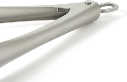 Calphalon Edge Tongs Set, 2-Piece Stainless Steel Kitchen Tongs Set with Silicone Heads, Includes 9-Inch & 12-Inch Heat-Resistant Locking Tongs for Cooking, Grilling & Serving, Taupe