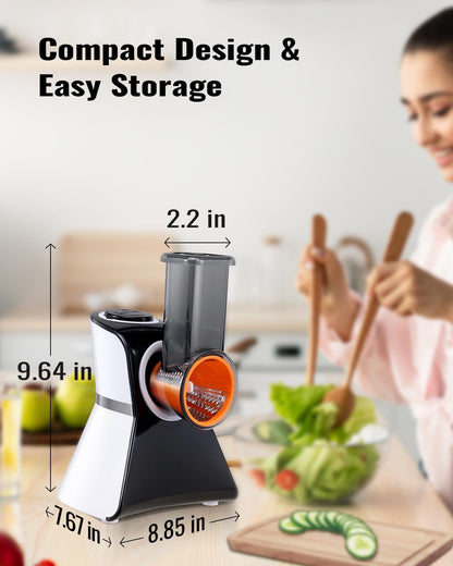 Electric Cheese Grater Salad Shooter,5-In-1 Electric Slicer For Home Kitchen,One-Touch Easy Control,With Safety Push Bar Cheese Grater Electric For Zucchini,Cheese,Vegetables And Smoothie