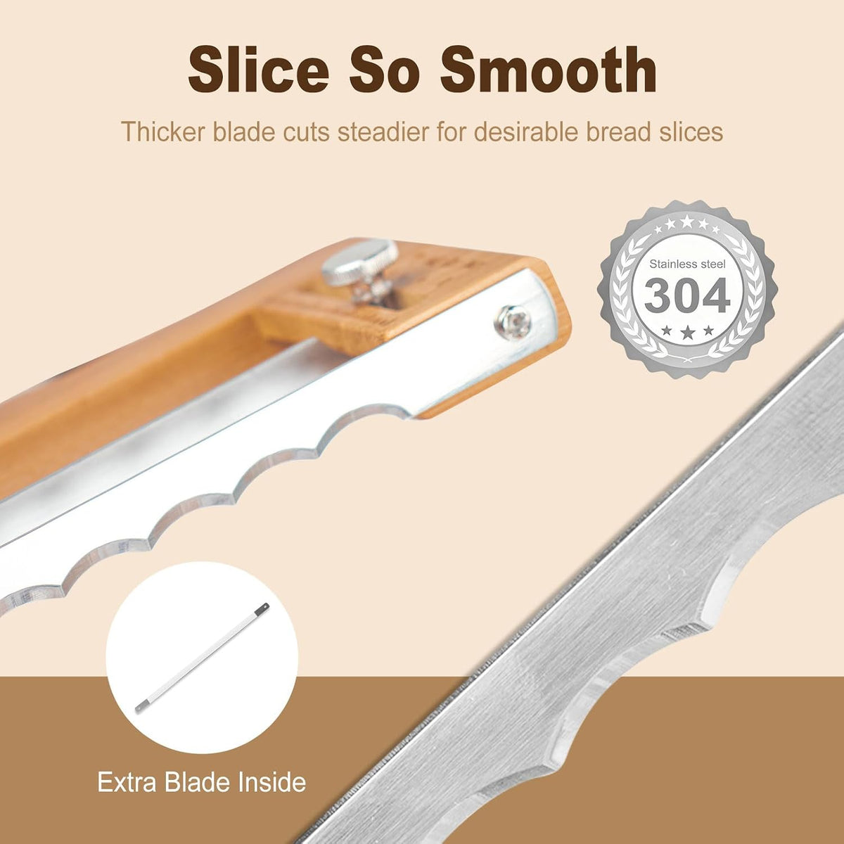 Adjustable Bread Slicer, Thickened Blade & Storage Bag for Baking